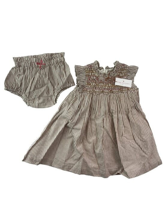 Pink Chicken Other - Pink Chicken Stevie Dress & Shorts Tawny Brown Stripe Babies Size 12/18M $84 NWT